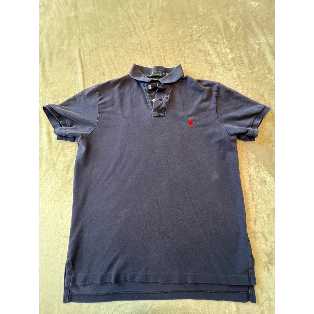 Polo Ralph Lauren Polo Shirt Mens Large Navy Blue Custom Fit Short Sleeve Pony